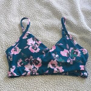 Medium Fabletics Floral Teal and Pink Sports Bra